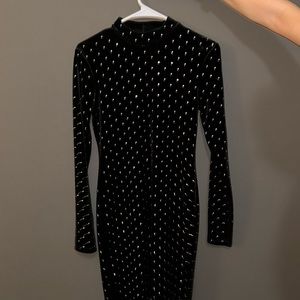 Black rihn stone mini dress